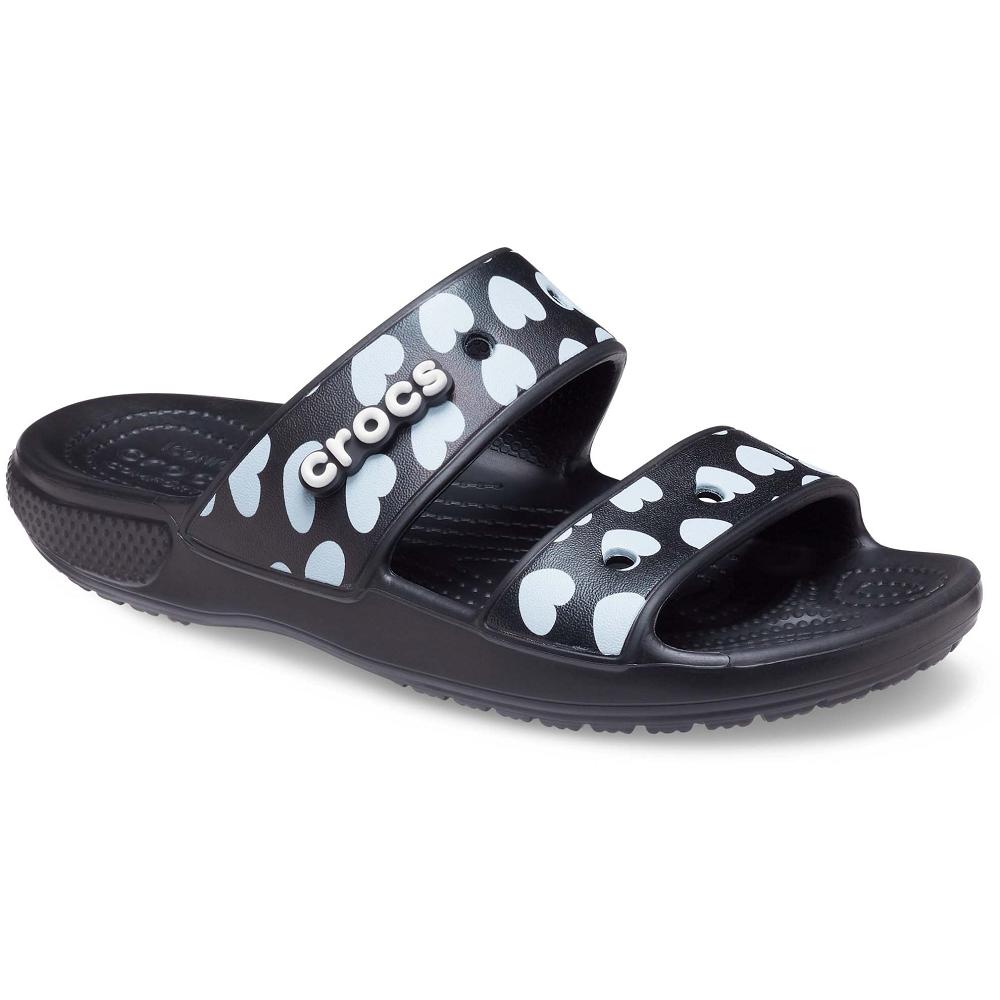 Crocs Classic Heart Print μαυρα | 3762051Ελλαδα -JH