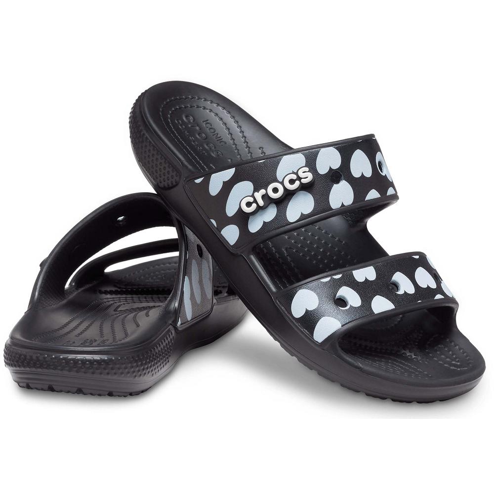 Crocs Classic Heart Print μαυρα | 7429308Ελλαδα -ME
