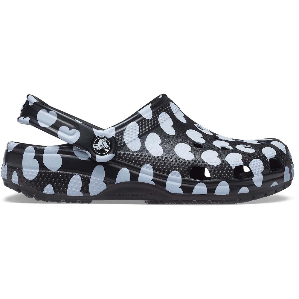 Crocs Classic Heart Print μαυρα ασπρα | 8379265Ελλαδα -LI