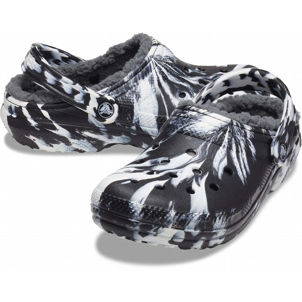 Crocs Classic Lined Marbled μαυρα ασπρα | 0241583Ελλαδα -YI