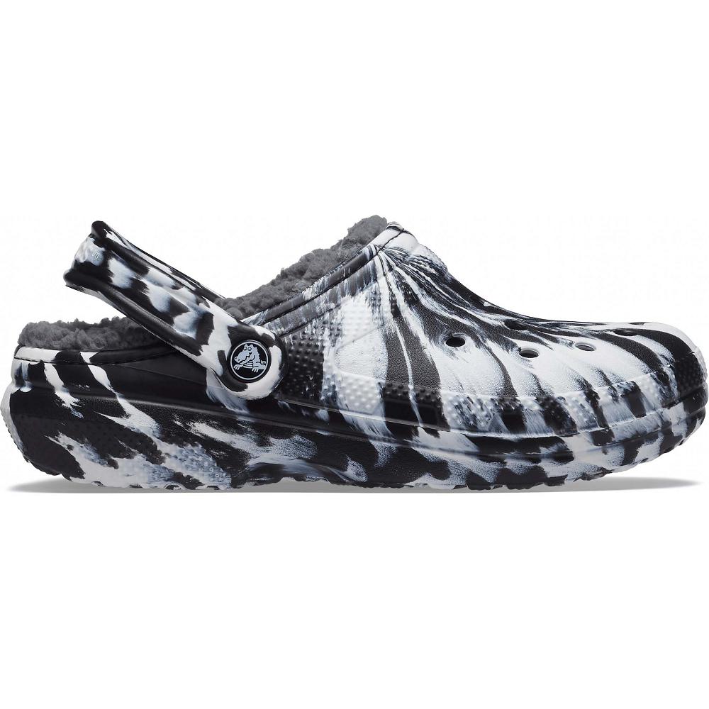 Crocs Classic Lined Marbled μαυρα ασπρα | 0241583Ελλαδα -YI