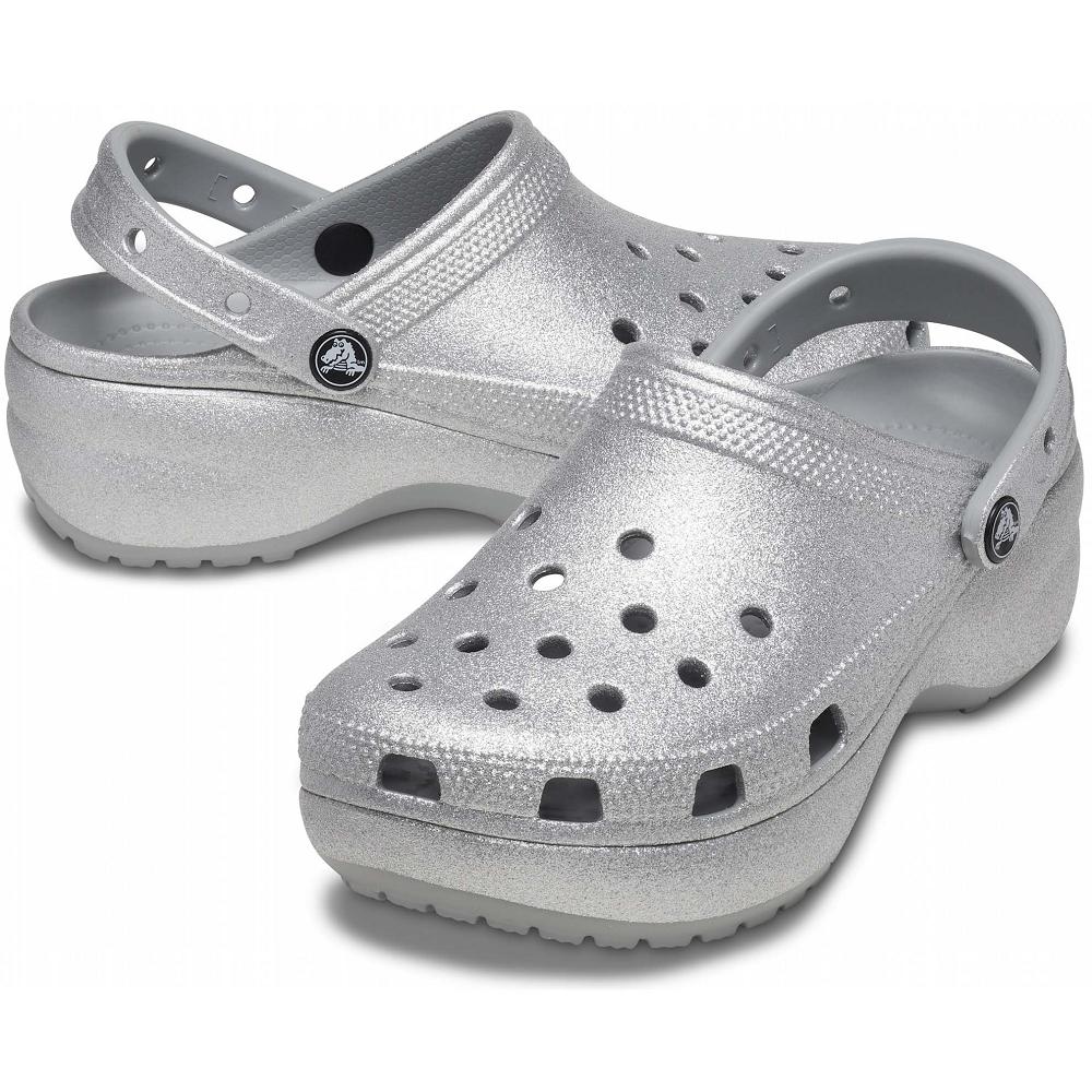Crocs Classic Platform Glitter ασημι | 5914270Ελλαδα -OW
