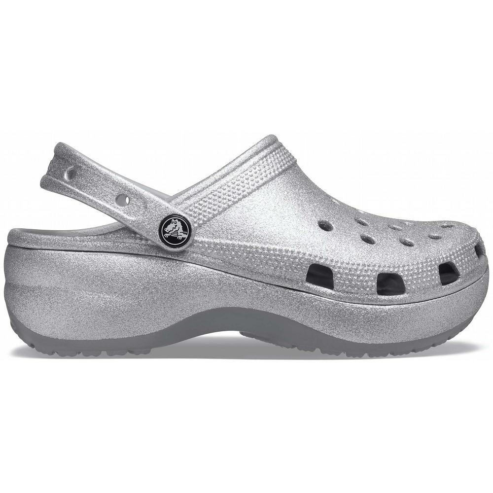 Crocs Classic Platform Glitter ασημι | 5914270Ελλαδα -OW